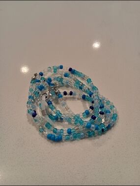 Beaded Necklace Lanyard With Lobster Clasps For Glasses, Masks, ID * Blue * Gift